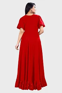 Stylish Red Rayon Solid Ethnic Gowns For Women-thumb2