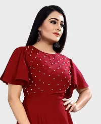 Stylish Maroon Rayon Solid Ethnic Gowns For Women-thumb1