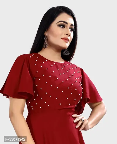 Stylish Maroon Rayon Solid Ethnic Gowns For Women-thumb2