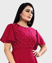 Stylish Pink Rayon Solid Ethnic Gowns For Women-thumb1