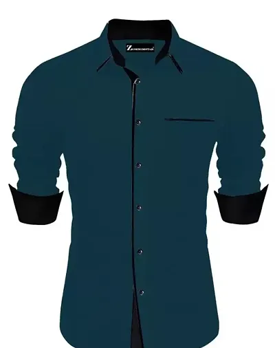 Reliable Blend Solid Long Sleeves Casual Shirts For Men