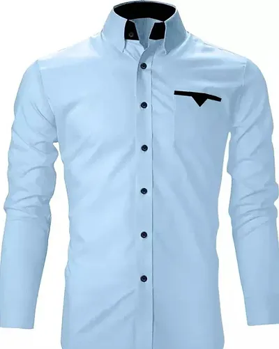 Reliable Blend Solid Long Sleeves Casual Shirts For Men