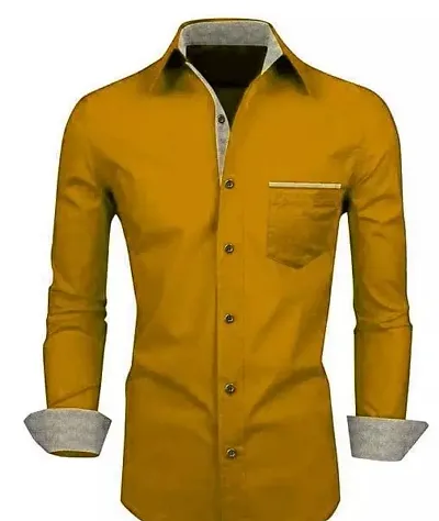 Reliable Blend Solid Long Sleeves Casual Shirts For Men