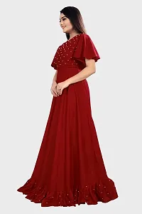 Stylish Maroon Rayon Solid Ethnic Gowns For Women-thumb2