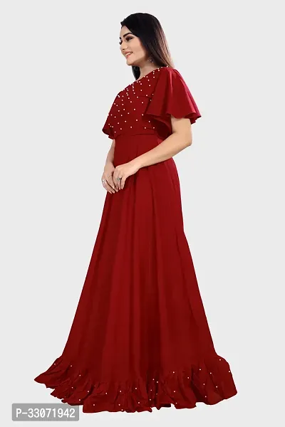 Stylish Maroon Rayon Solid Ethnic Gowns For Women-thumb3