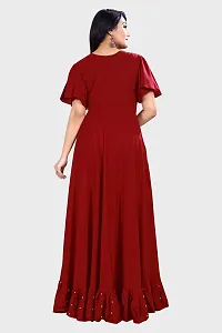 Stylish Maroon Rayon Solid Ethnic Gowns For Women-thumb3