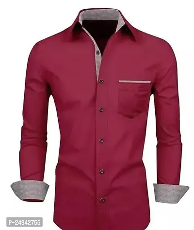 Reliable Purple Cotton Blend Solid Long Sleeves Casual Shirts For Men