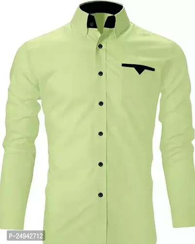 Reliable Light Yellow Cotton Blend Solid Long Sleeves Casual Shirts For Men