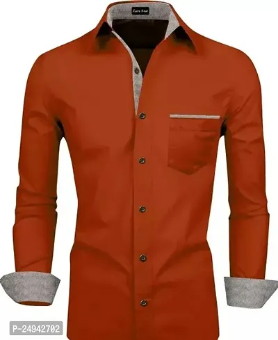 Reliable Red Cotton Blend Solid Long Sleeves Casual Shirts For Men