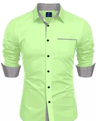 Reliable Blend Solid Long Sleeves Casual Shirts For Men