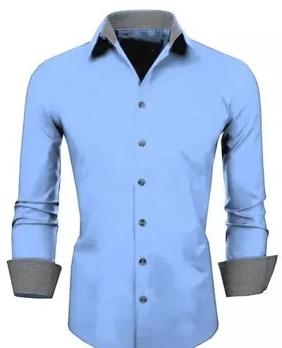 Reliable Light Blend Solid Long Sleeves Casual Shirts For Men