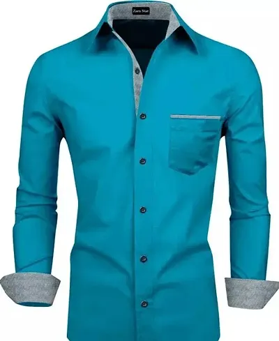 Reliable Blend Solid Long Sleeves Casual Shirts For Men