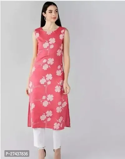 Stylish Pink Viscose Rayon Kurta With Pant For Women-thumb0