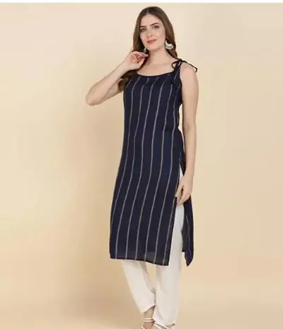 Stylish Viscose Rayon Straight Printed Sleeveless Kurta