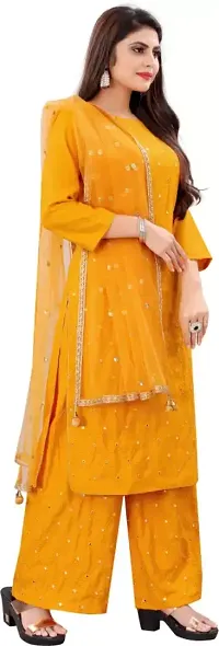 Women Stylish  Yellow Embroidered Rayon Kurta-thumb2