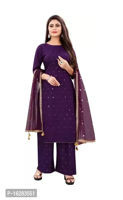 Women Stylish  Purple Embroidered Rayon Kurta