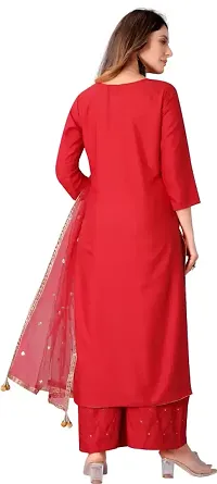 Women Stylish  Red Embroidered Rayon Kurta-thumb2