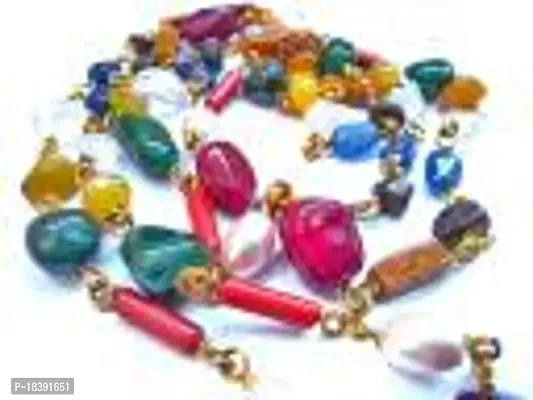 Navratan Mala Stone Chain 9 Gems Mix Beads In Metal Chain Stone Necklace Set-thumb0