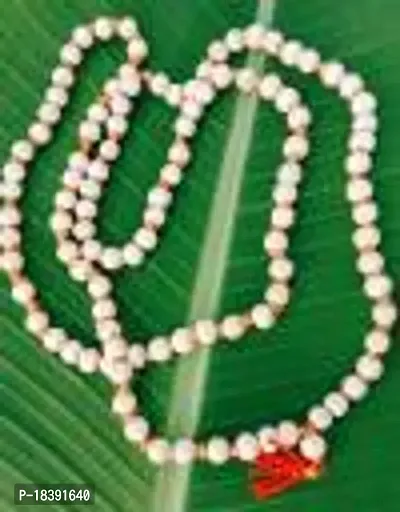 White chandan (sandalwood) mala for Japa Pooja and Wearing for Men and Women Beads Wood Chain-thumb0