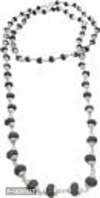 Original And Natural Black Tulsi Mala With Pure Silver Capping Wood Necklace