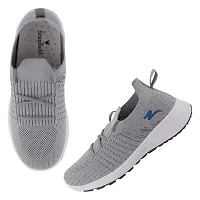 Stylish Grey Mesh Solid Running Shoes For Women-thumb2