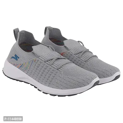 Stylish Grey Mesh Solid Running Shoes For Women