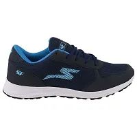 Stylish Navy Blue PU Solid Running Shoes For Men-thumb1