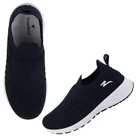 Stylish Navy Blue Mesh Solid Running Shoes For Women-thumb1