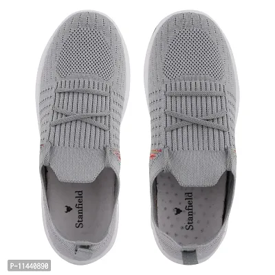 Stylish Grey Mesh Solid Running Shoes For Women-thumb5