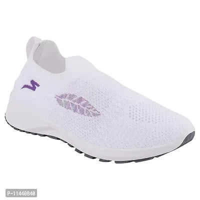 Stylish White Mesh Solid Running Shoes For Women