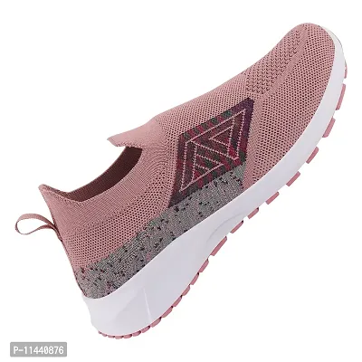 Stylish Pink Mesh Solid Running Shoes For Women-thumb4