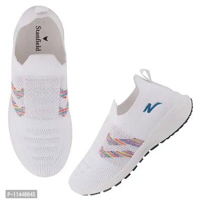 Stylish White Mesh Solid Running Shoes For Women-thumb2