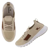 Stylish Beige Mesh Solid Running Shoes For Women-thumb3
