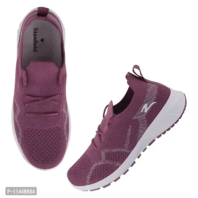 Stylish Purple Mesh Solid Running Shoes For Women-thumb5
