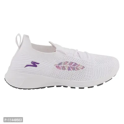 Stylish White Mesh Solid Running Shoes For Women-thumb3