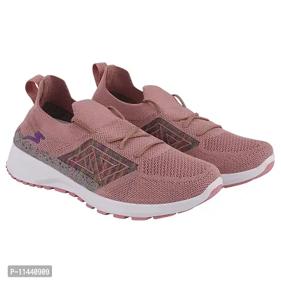 Stylish Pink Mesh Solid Running Shoes For Women-thumb0