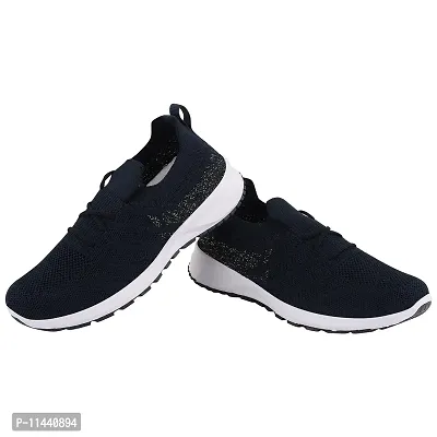 Stylish Navy Blue Mesh Solid Running Shoes For Women-thumb5