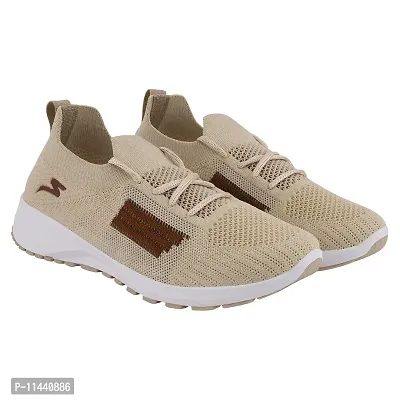 Stylish Beige Mesh Solid Running Shoes For Women-thumb0