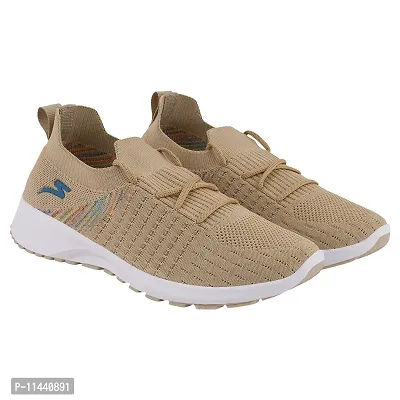 Stylish Beige Mesh Solid Running Shoes For Women