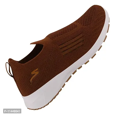Stylish Tan Mesh Solid Running Shoes For Women-thumb3