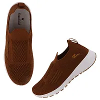 Stylish Tan Mesh Solid Running Shoes For Women-thumb1