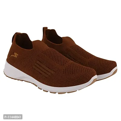 Stylish Tan Mesh Solid Running Shoes For Women