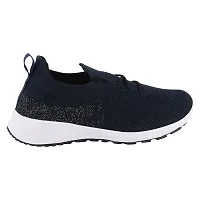 Stylish Navy Blue Mesh Solid Running Shoes For Women-thumb1