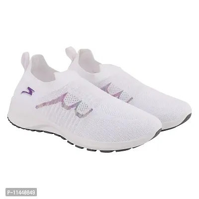 Stylish White Mesh Solid Running Shoes For Women-thumb0