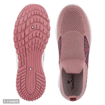 Stylish Pink Mesh Solid Running Shoes For Women-thumb3