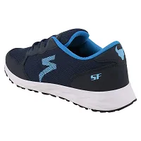 Stylish Navy Blue PU Solid Running Shoes For Men-thumb3