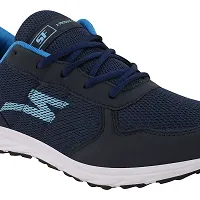 Stylish Navy Blue PU Solid Running Shoes For Men-thumb2