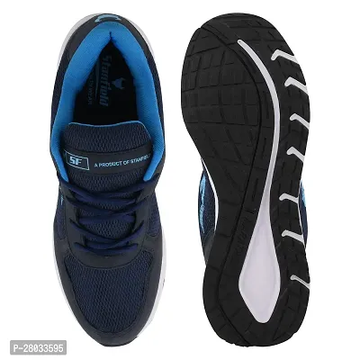 Stylish Navy Blue PU Solid Running Shoes For Men-thumb5