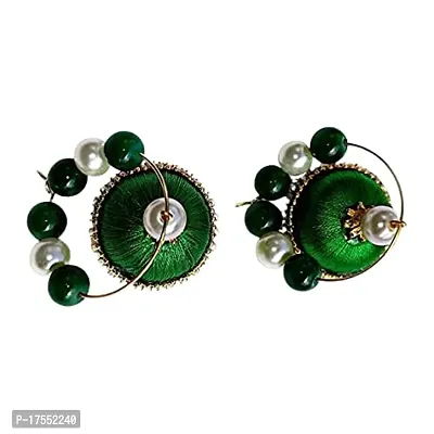 Nidhi's : WORLD OF CREATION Slik Thread Traditional Stylish Hoop Earrings Set for Women  Girls | Metal Pearl Design Jhumka Set For Wedding, Party  Casual Wear
