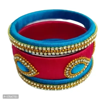 Nidhi's : WORLD OF CREATION Silk Thread Bangles for Women | Kundan Bangles | Stylish Kada for Women Wedding  Festive Occasion-thumb0